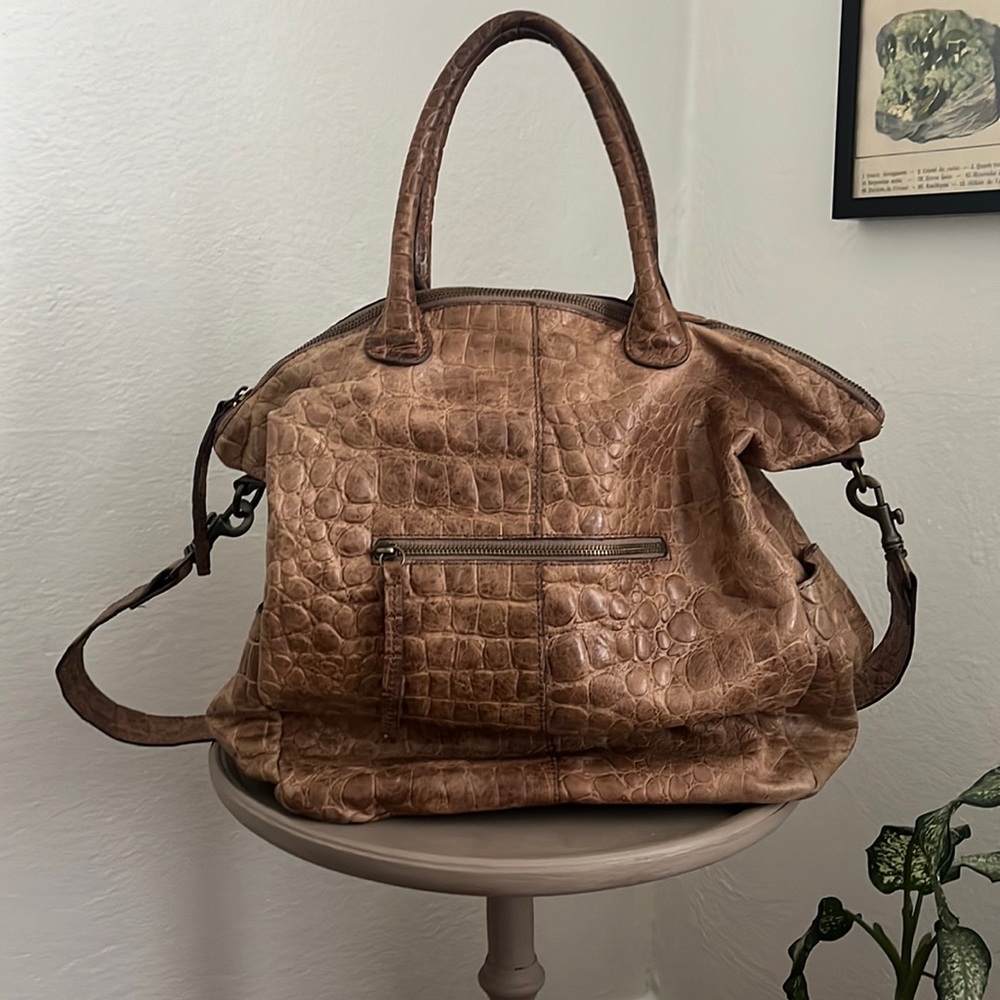 Liebeskind Berlin Croc Embossed Oversized Leather Hobo Bag